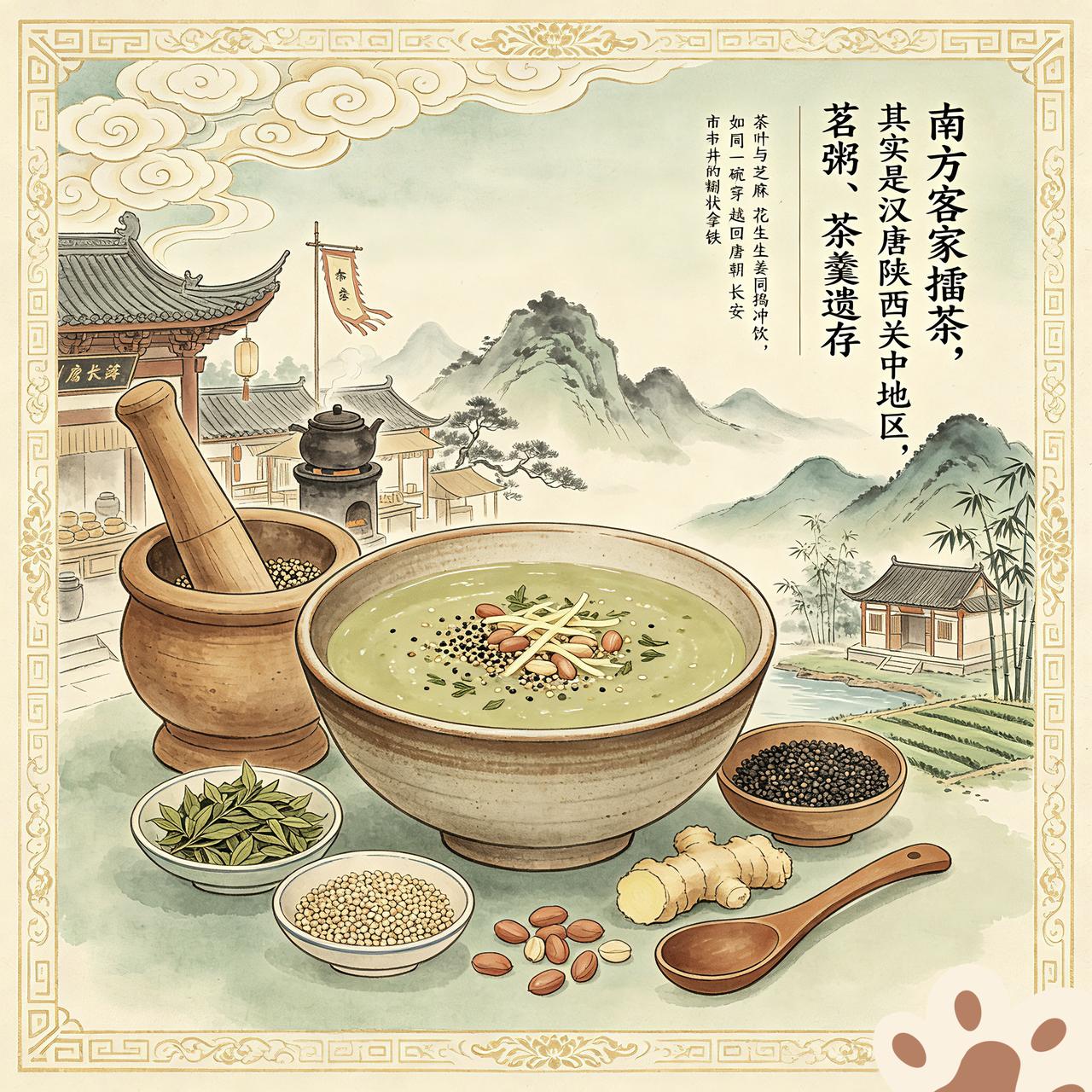 客家擂茶，源于古老的汉族传统饮食习惯。是早期汉人，最流行的饮茶习俗的活化石。
