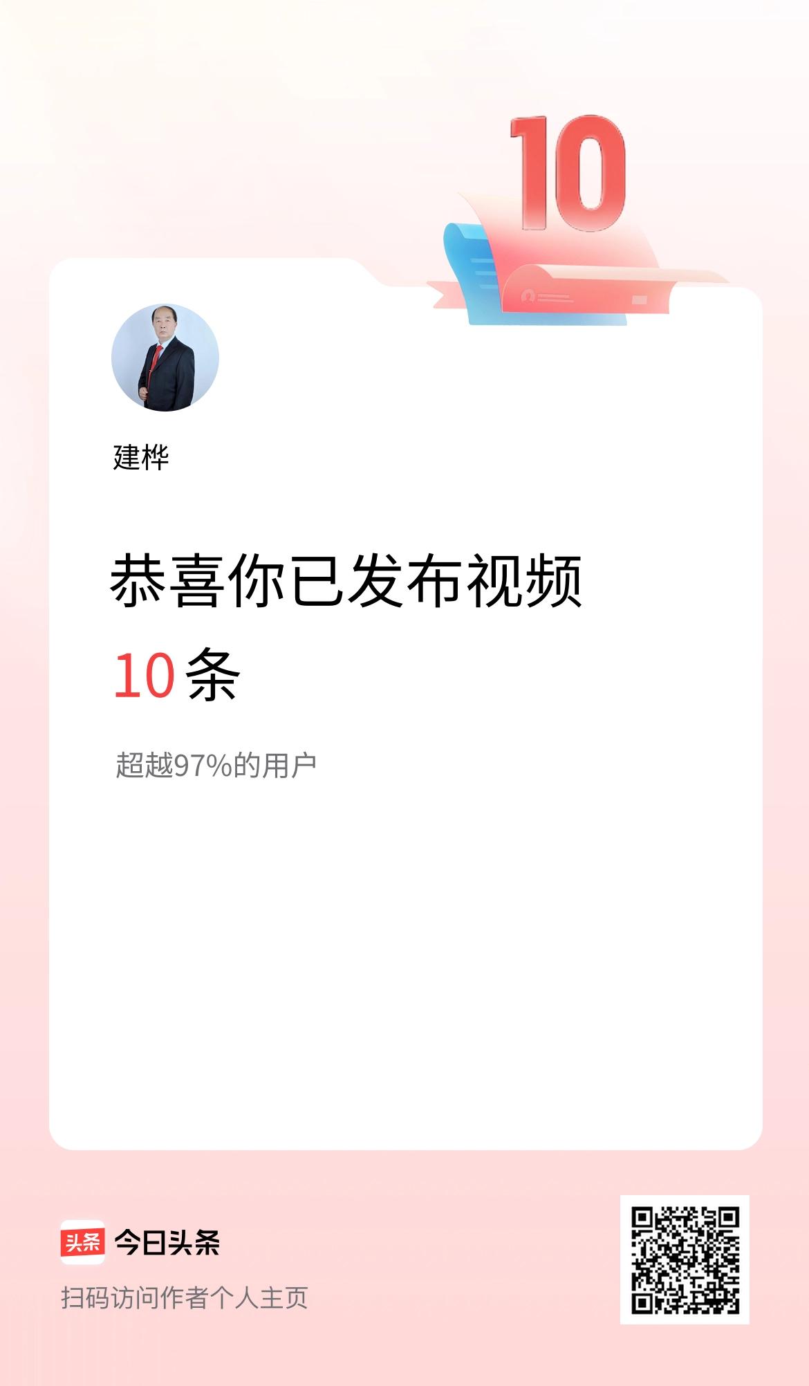 我在头条累计视频投稿10个