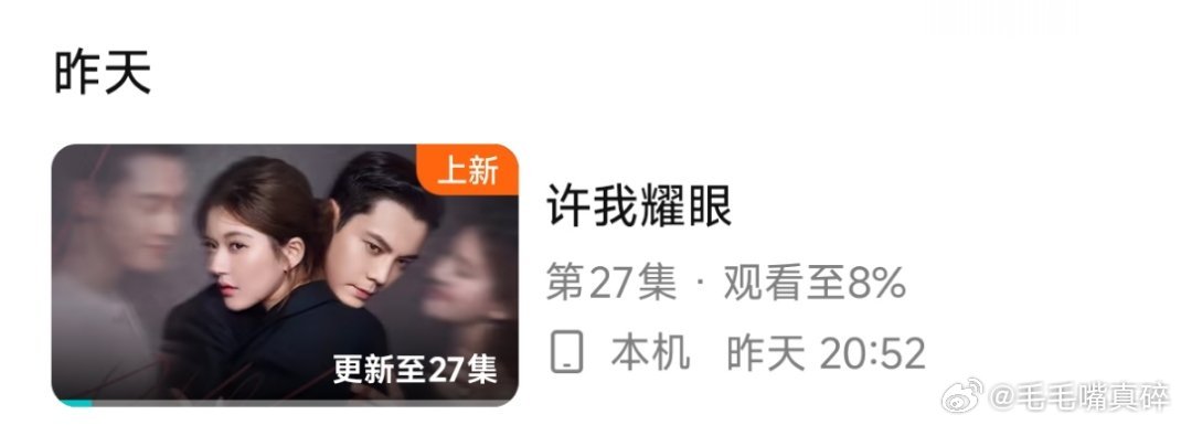 许我耀眼我真的实时追赵露思真的演的不错，虽然不太满意另一个但真的超级好看，就是最