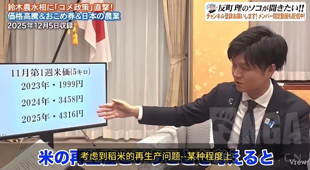 两年涨了两倍
2023年，5千克日本大米1999日元，2025年，5千克日本大米