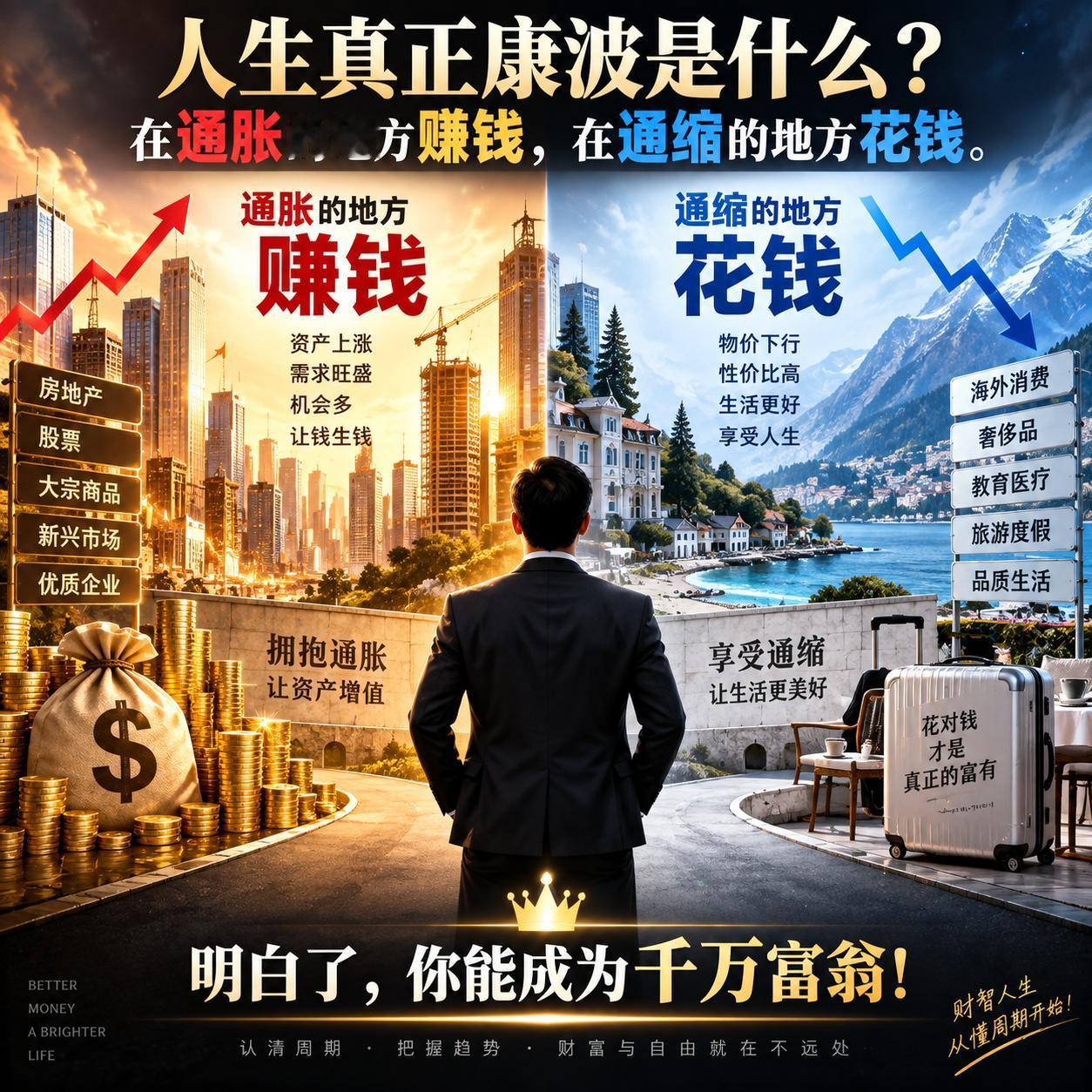 人生真正康波是什么？

在通胀的地方赚钱，在通缩的地方花钱。

明白了，你能成为