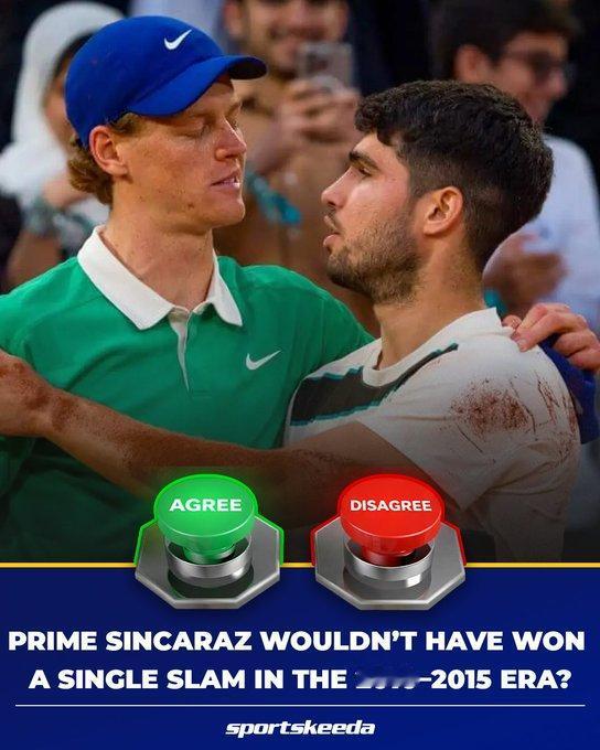 有种观点认为：
如果阿卡拉斯和辛纳职业生涯是在2010-2015期间，
他们将无