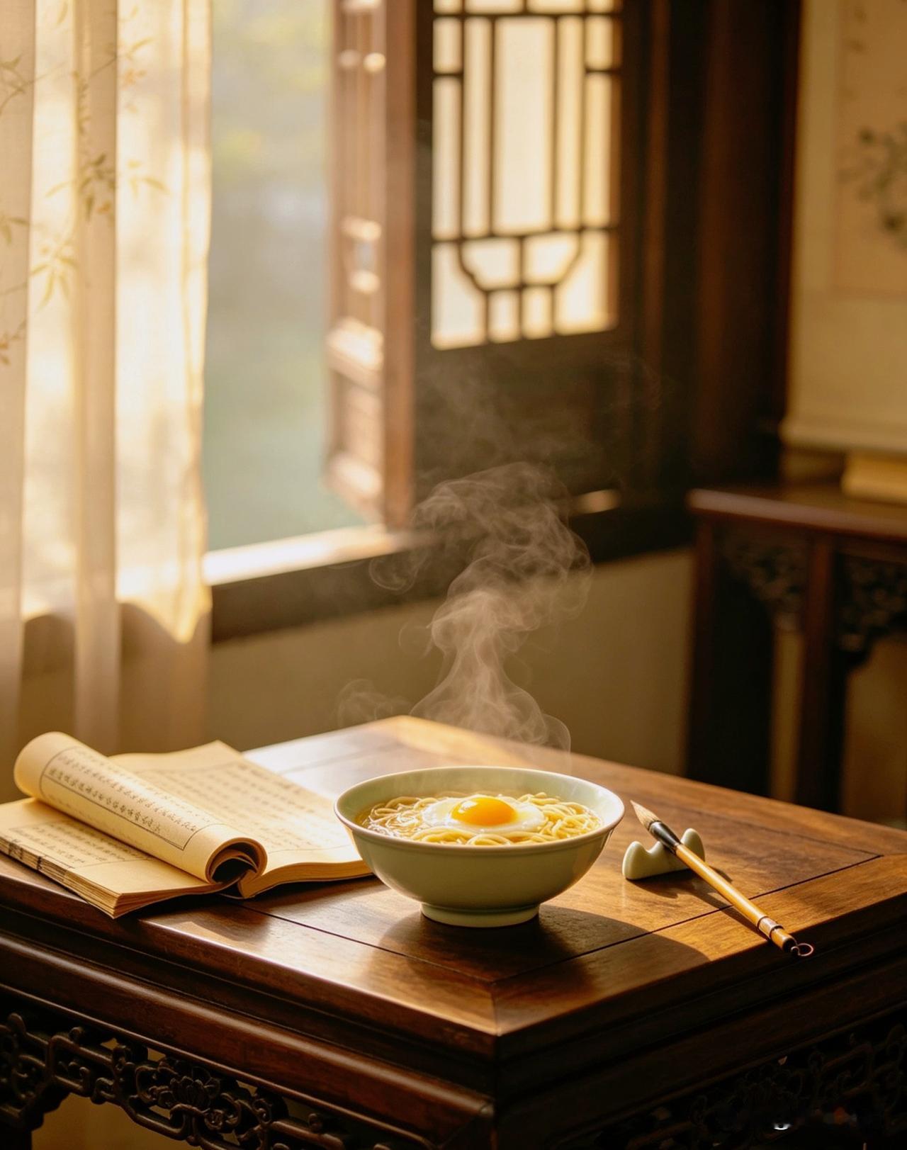 晨光微熹｜不急不躁，心安如是

早起煮面，卧了个荷包蛋。
蛋清迅速凝固，像一圈洁