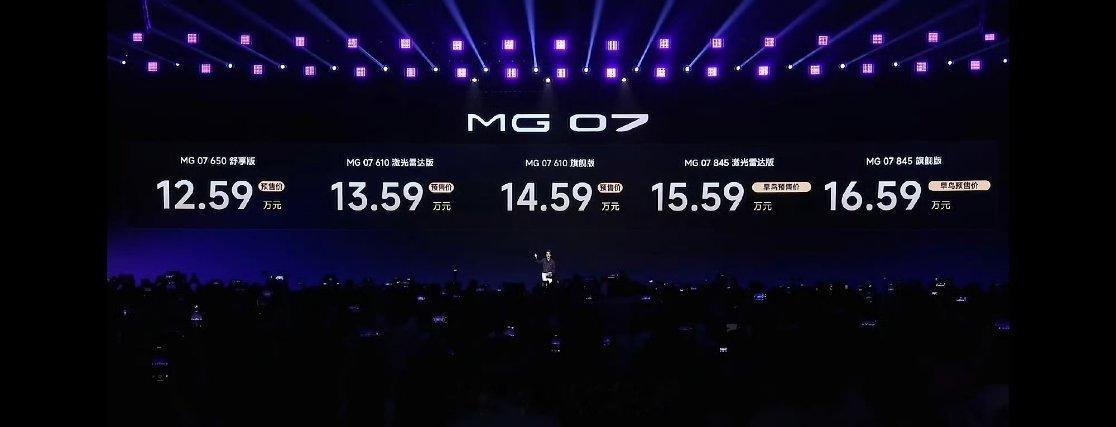 MG07价格MG 07预售12.59-16.59万，这个定价策略很精准。核心亮点