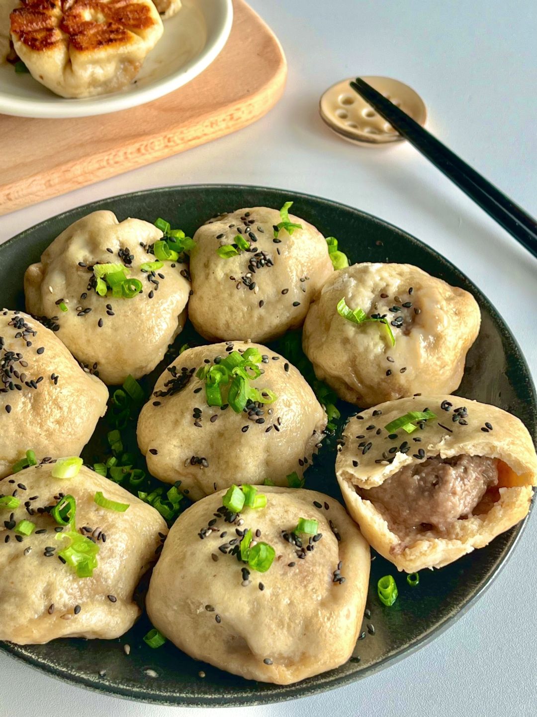 控糖饮食｜爆汁低卡无油全麦牛肉大葱生煎包