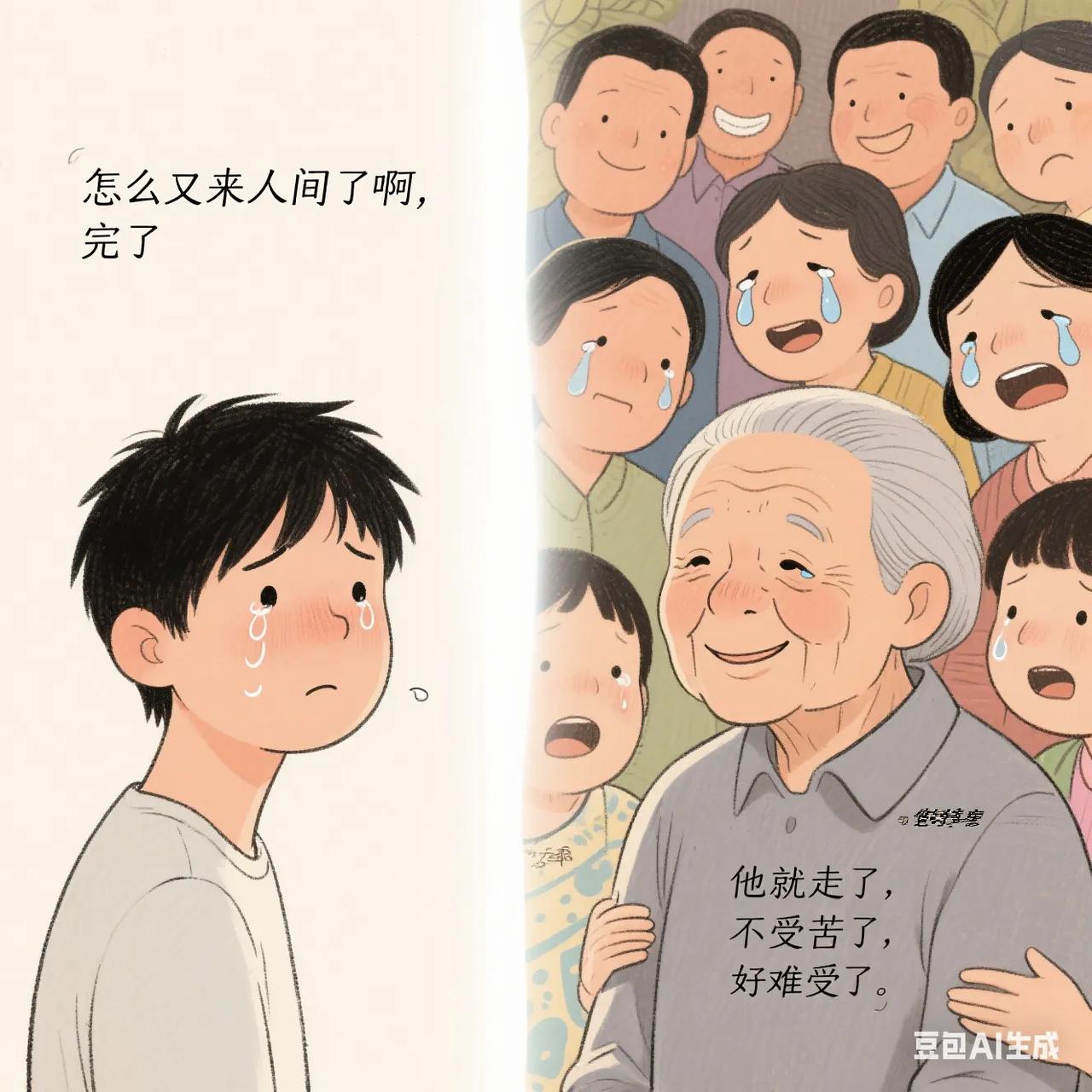 人生的开始就是:

你在哭  所有人在笑。

结尾就是:

你在笑，所有人在哭。