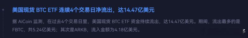 大饼ETF 持续流出。 ​​​