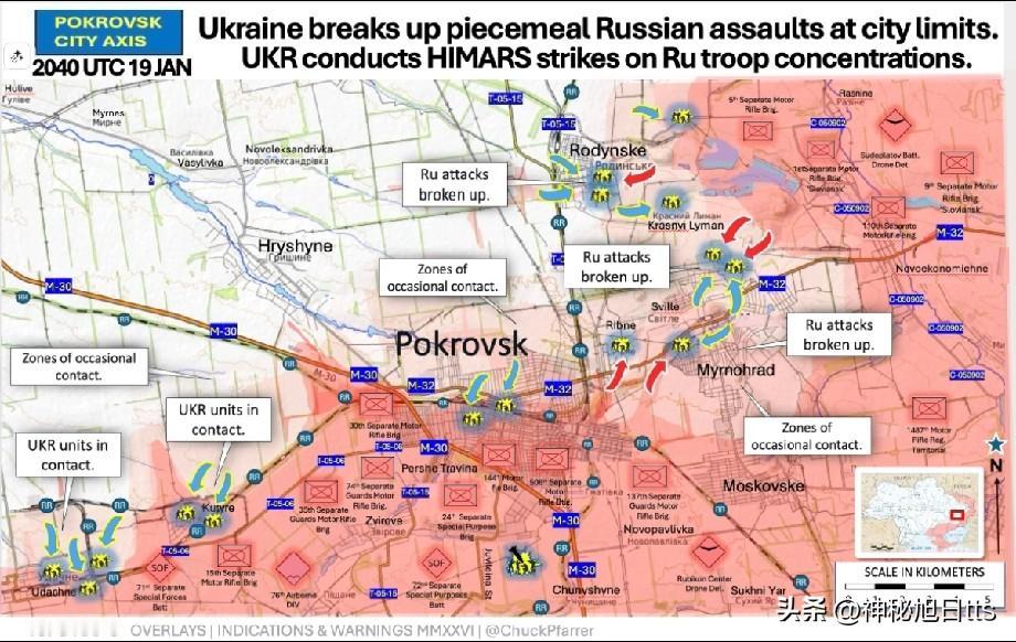 波克罗夫斯克（红军村）战况简报
​波克罗夫斯克： 该战区目前仍处于胶着的僵持状态