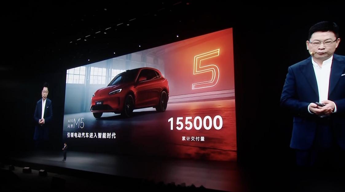 余承东表示—— 问界 M5 累计交付达 15.5 万台。问界 M5 将在明年迎来