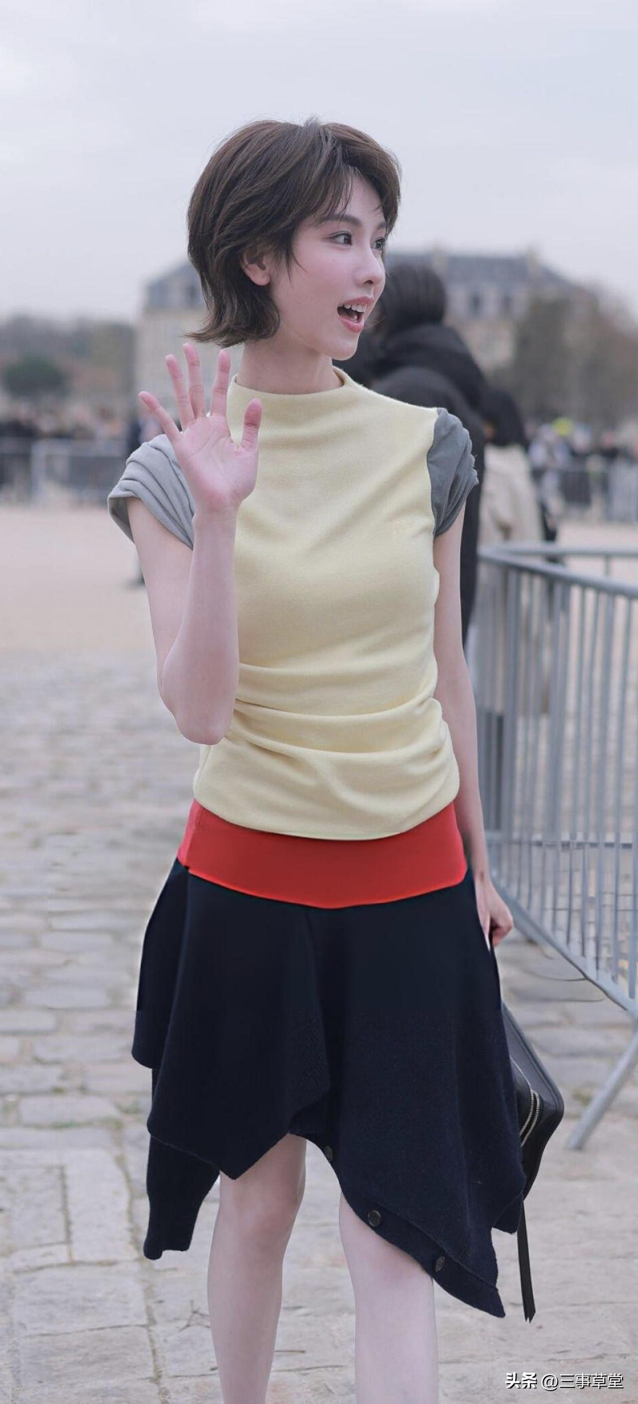 陈都灵 x Loewe看秀生图美得像精灵！短发的陈都灵姐姐真的好精致，就像小精灵