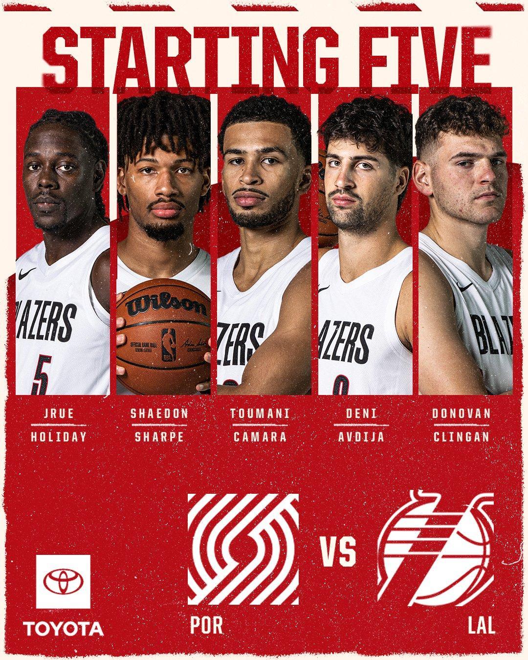 杨瀚森再战湖人 开拓者首发：霍勒迪、夏普、卡马拉、阿夫迪亚、克林根被召回的杨瀚森