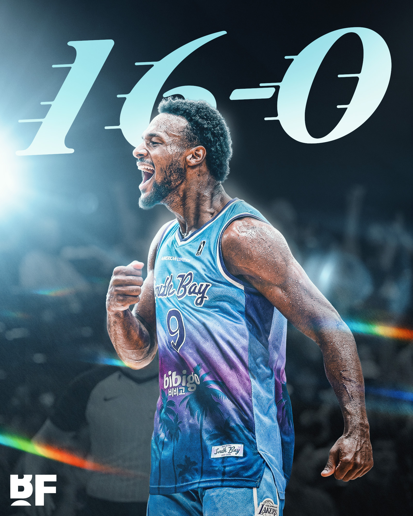 布朗尼参加了16场南湾湖人的比赛，球队均取得胜利。NBA