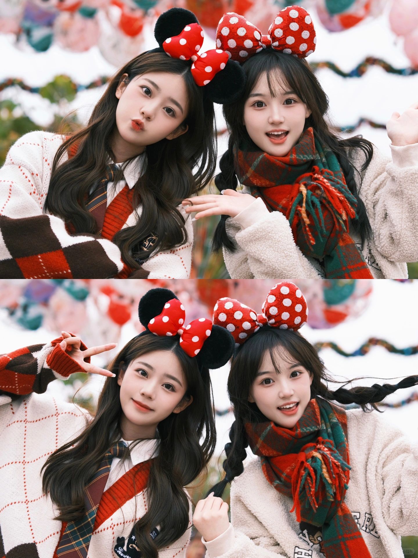 和姐妹去迪士尼过圣诞啦⋆｡🎄🧣🎁✩‧🦌