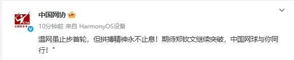 【#中国网协发文鼓励郑钦文#】#中国网协期待郑钦文继续突破# 温网2025女单首