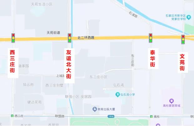 【石家庄一路段进行绿波协调优化】石家庄市公安局交通管理局近日针对北二环（文苑街—