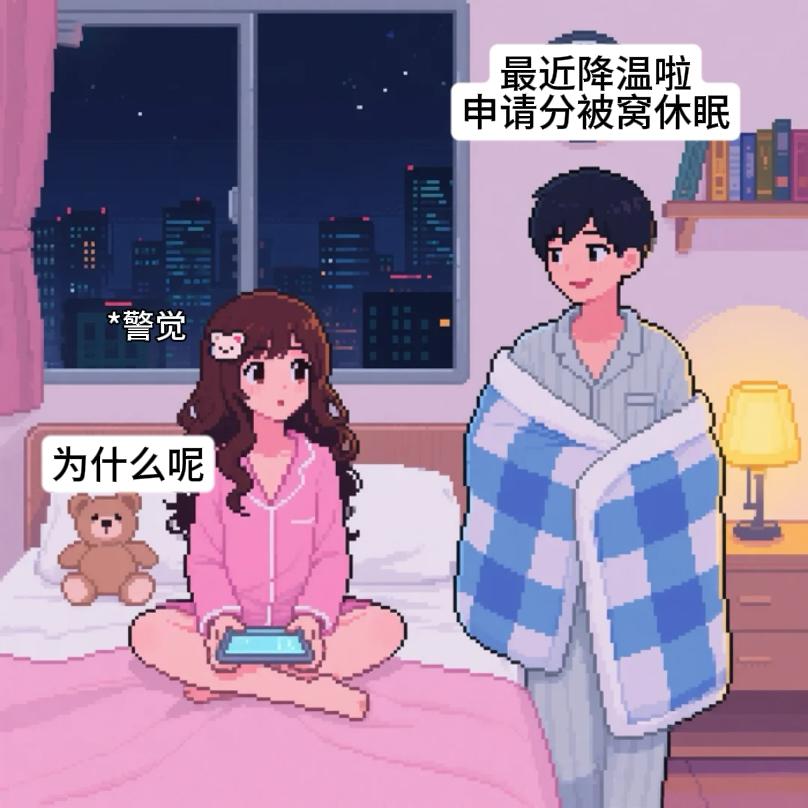 恋爱日常一《抢被子》。