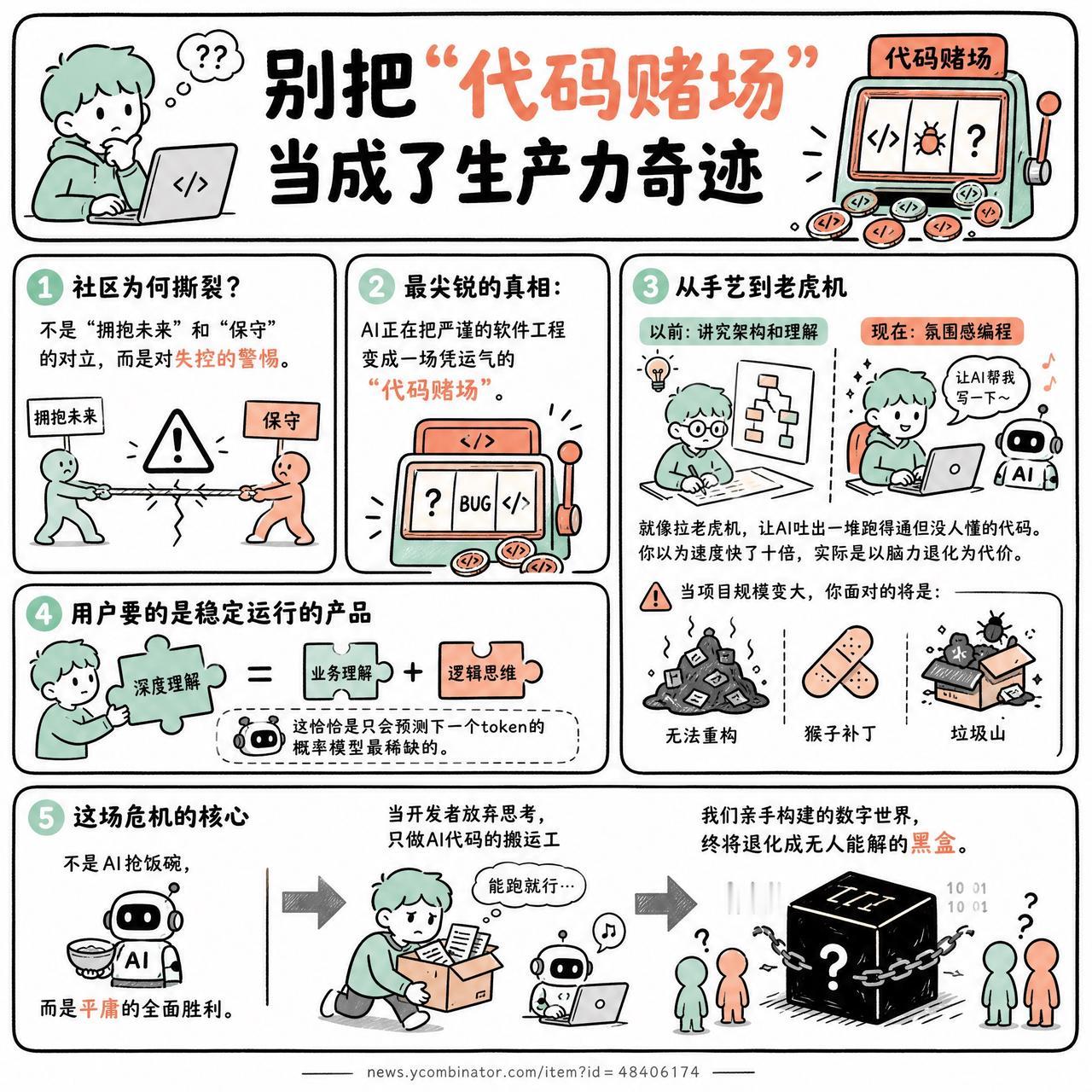 【别把“代码赌场”当成了生产力奇迹】

技术社区对AI如此撕裂，根本不是“拥抱未