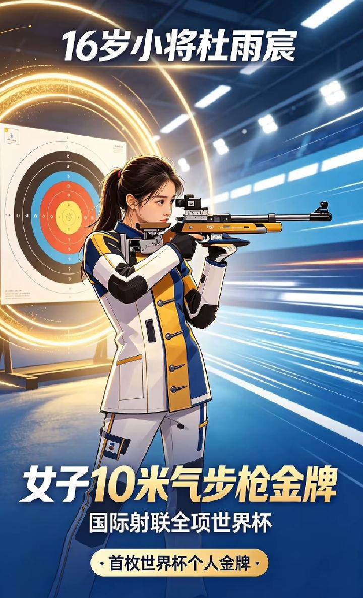小将杜雨宸首夺国际赛金牌！

杜雨宸，16岁，出生于辽宁省沈阳市，中国射击运动员