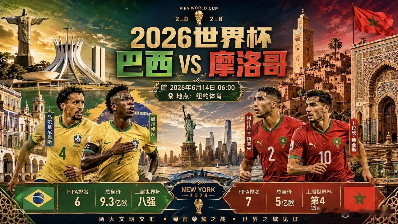 世界杯首场强强对决比赛要来了，五星巴西迎来了世界杯首秀！

明天早上6点黄金时间