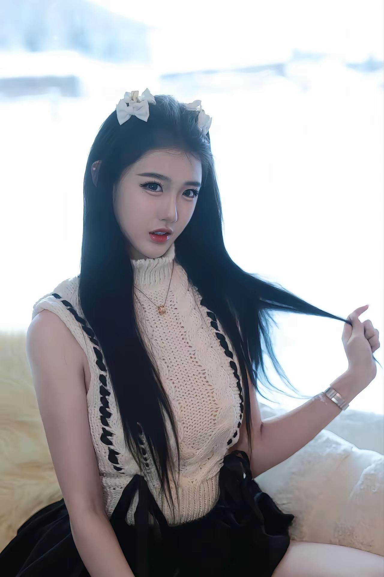 甜美少女风，温柔发丝飘逸，梦幻般的氛围温婉长发少女 可爱风少女