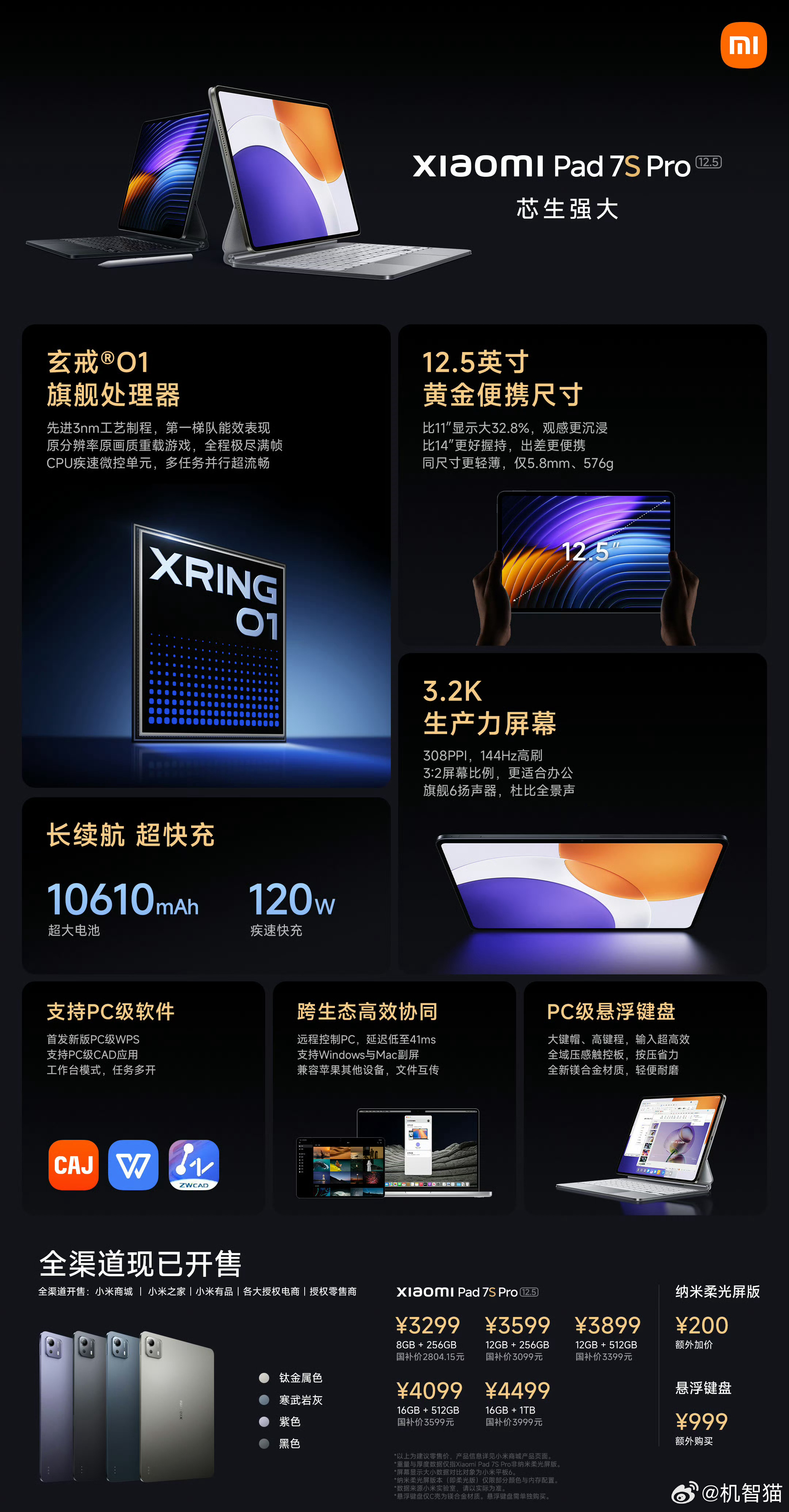 小米平板7S Pro这个价格不错的，售价3299起用的是玄戒O1处理器，12.5