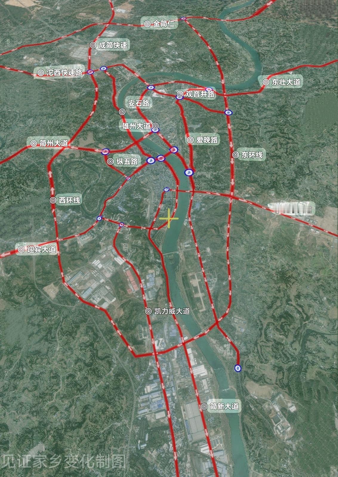 简阳城区的路网要是修成这样？还会堵车吗？