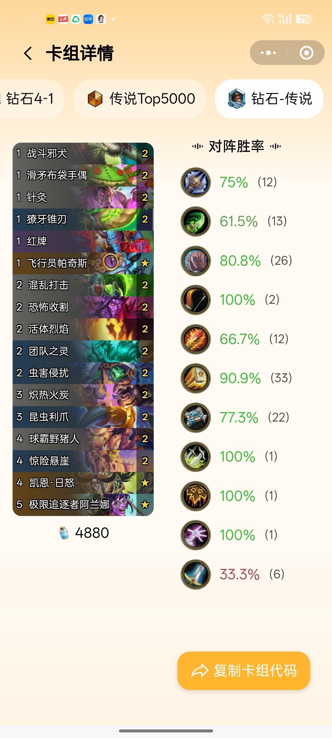 炉石传说 快攻当道，目前涌现出一套胜率最高的快攻瞎！快攻瞎：AAECAea5Aw