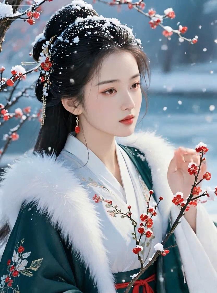 七绝●寒江冬景/古韵  

雪裹红梅格外香，
冰封水面月光长。
寒江倩影传佳话，