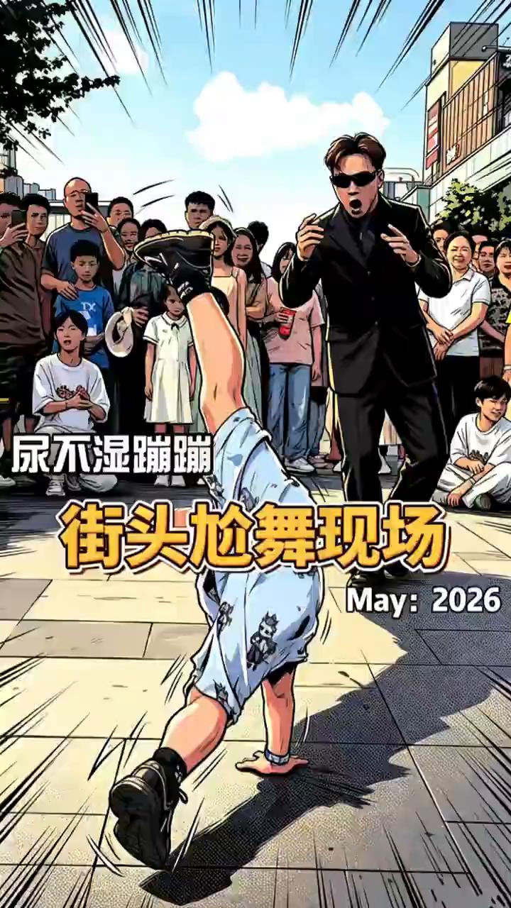 尿不湿蹦蹦，街头尬舞现场。