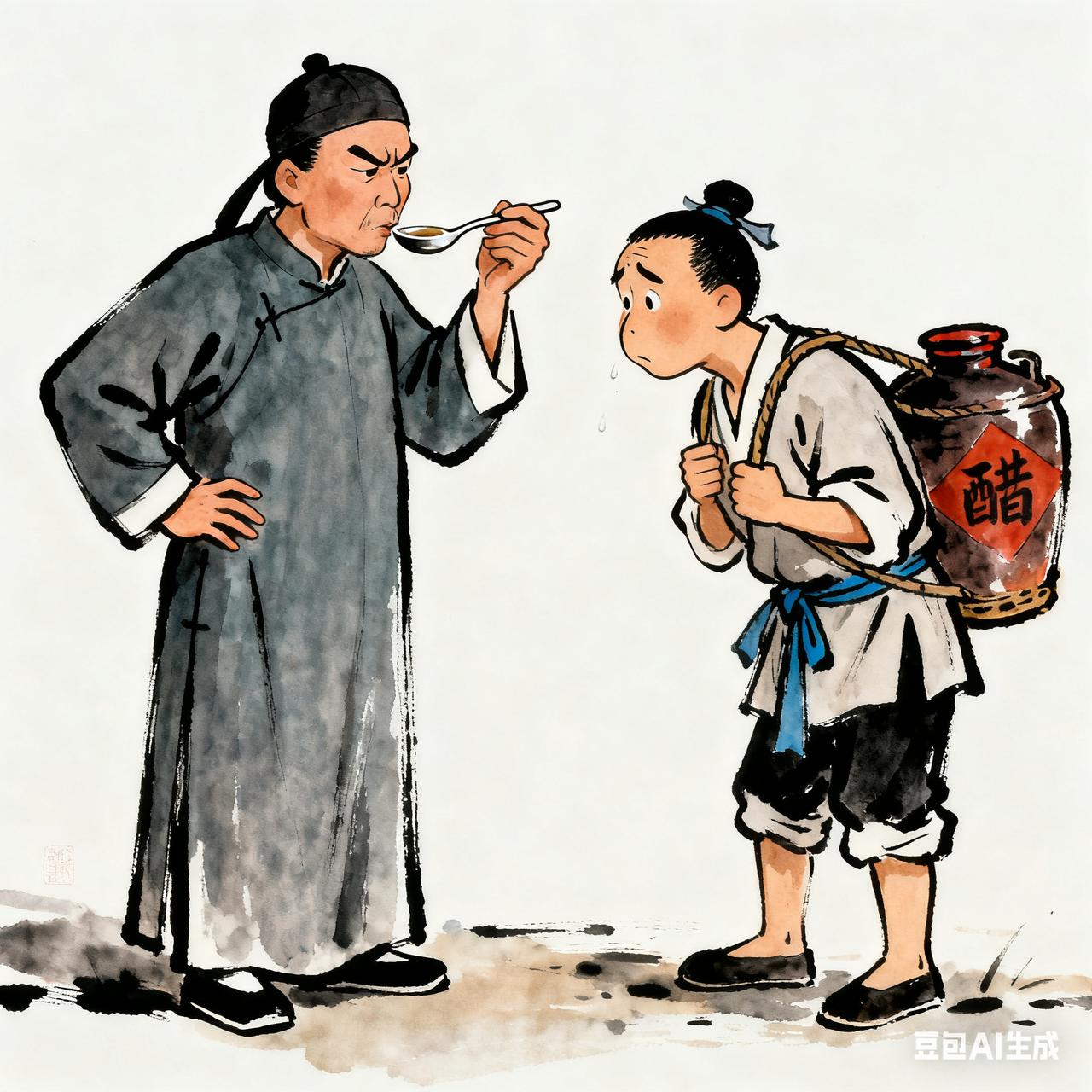 古代笑话

地主让长工赵六去镇上买醋，

特意交代：“买最便宜的，别让人坑了。”