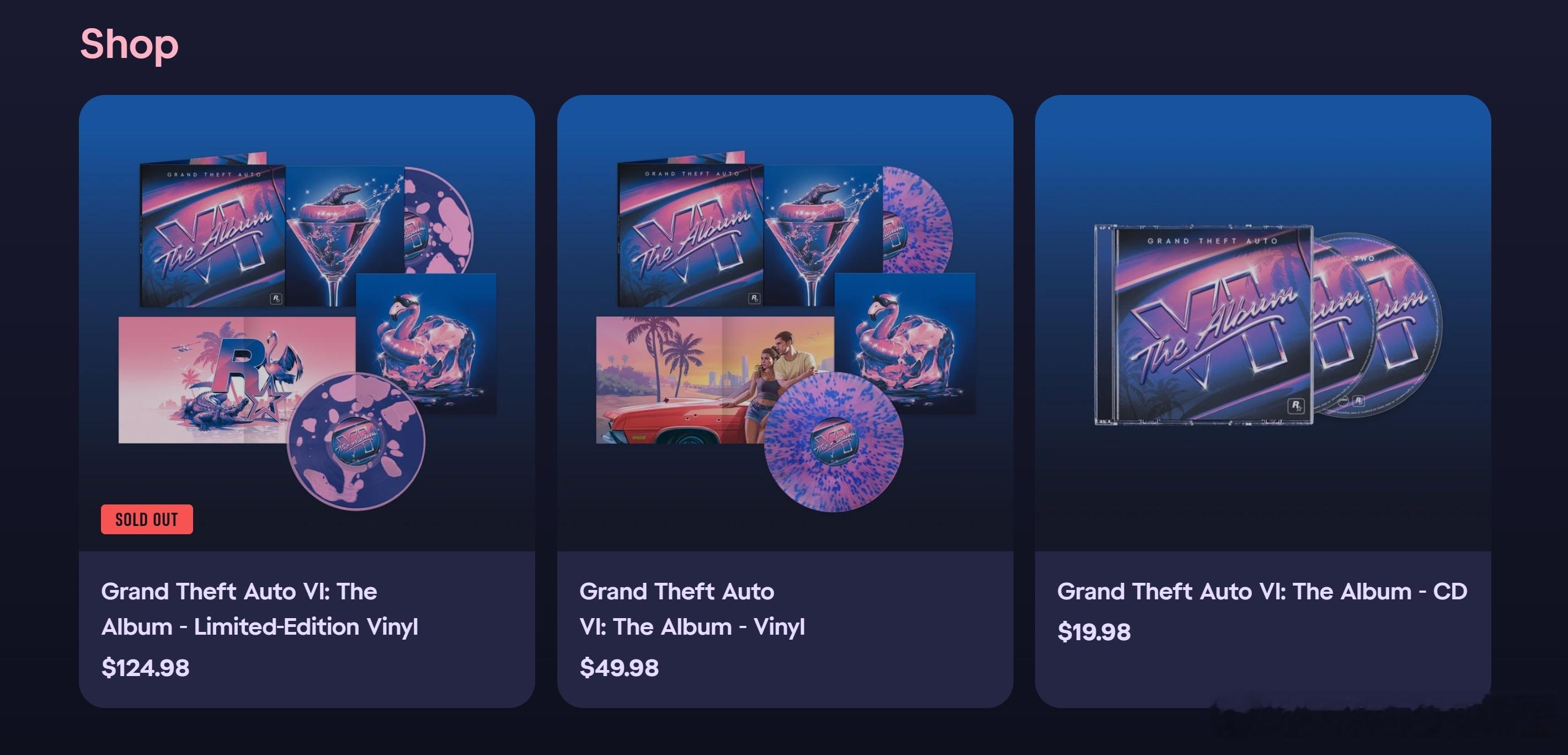 才刷到GTA6有唱片预售，怎么限量版黑胶已经卖完了[捂嘴哭] ​​​