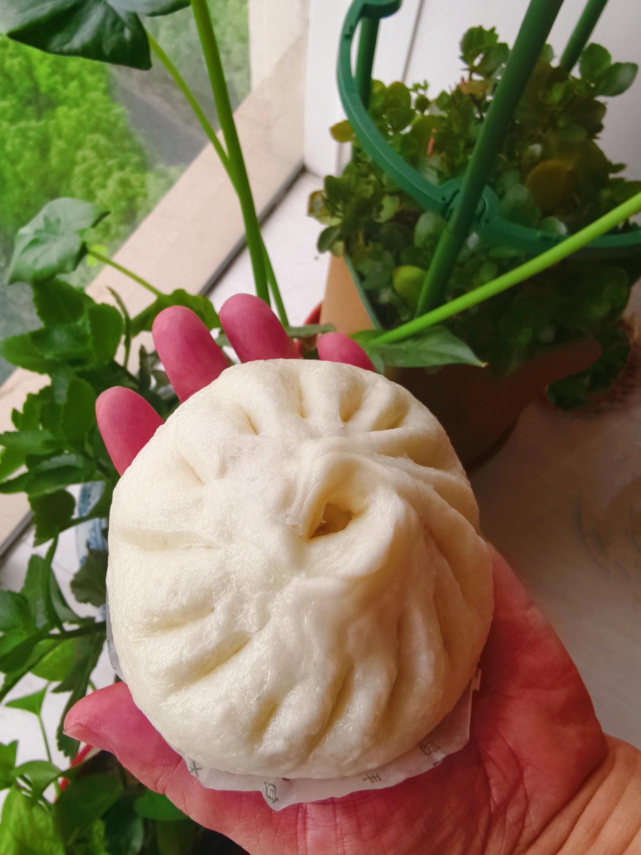 早饭。
​6点起来，锻炼，洗澡，读书。
​一个肉馅馒头下肚，接着读书。