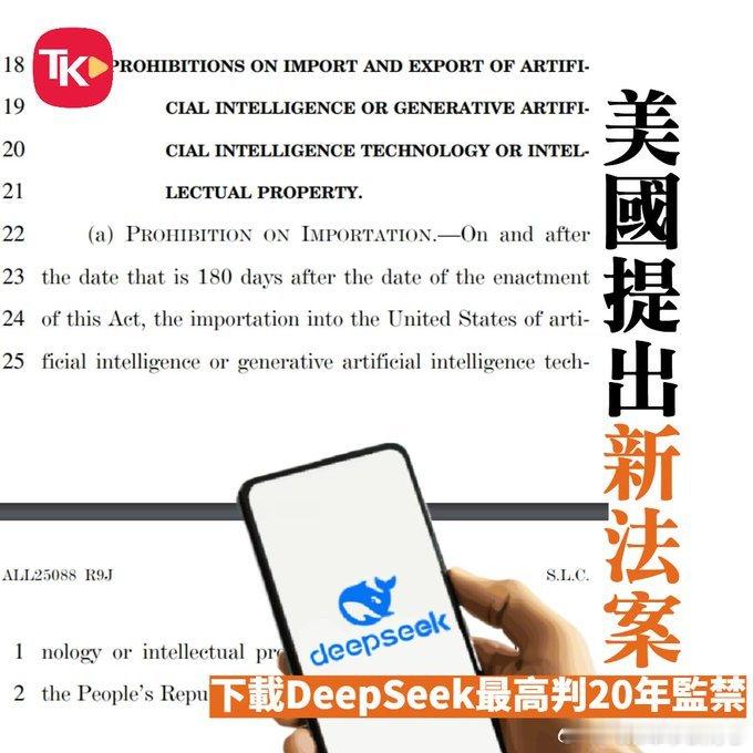 “下载deepseek，最高可判处20年监禁……”“西方民主自由大国竟然如此害怕