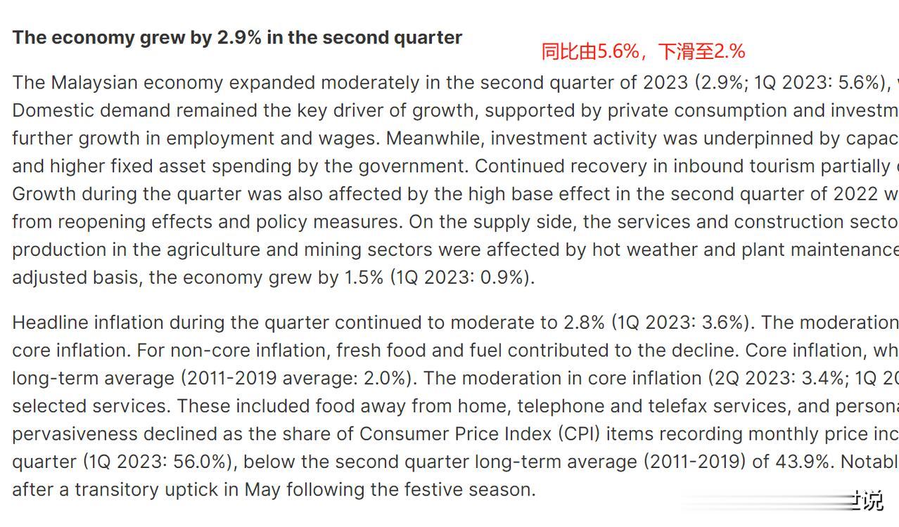 马来西亚上半年GDP：实际增长4.2%，名义上涨1.9%

2023年第二季度，