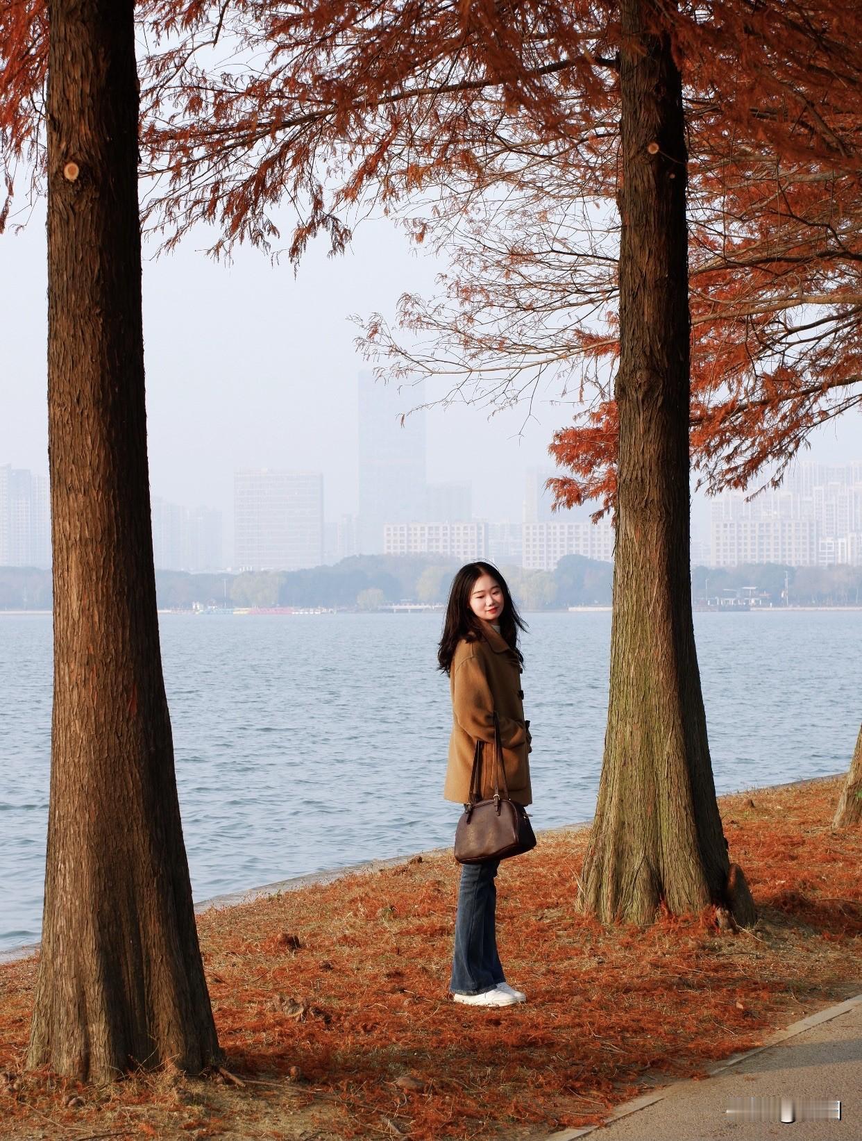 红衫林如何拍出文艺感红叶满山秋，独行赏景人。