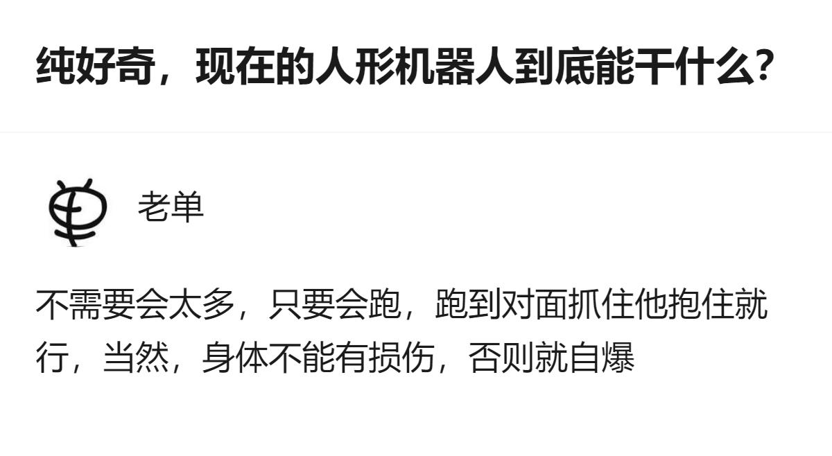 现在的人形机器人还停留在“能走能跑”的基础款，离真能帮上具体忙的实用款，还差着十