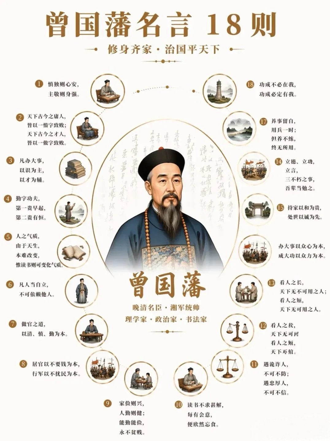 “不和别人较真，因为不值得；曾国藩名言18则。” 