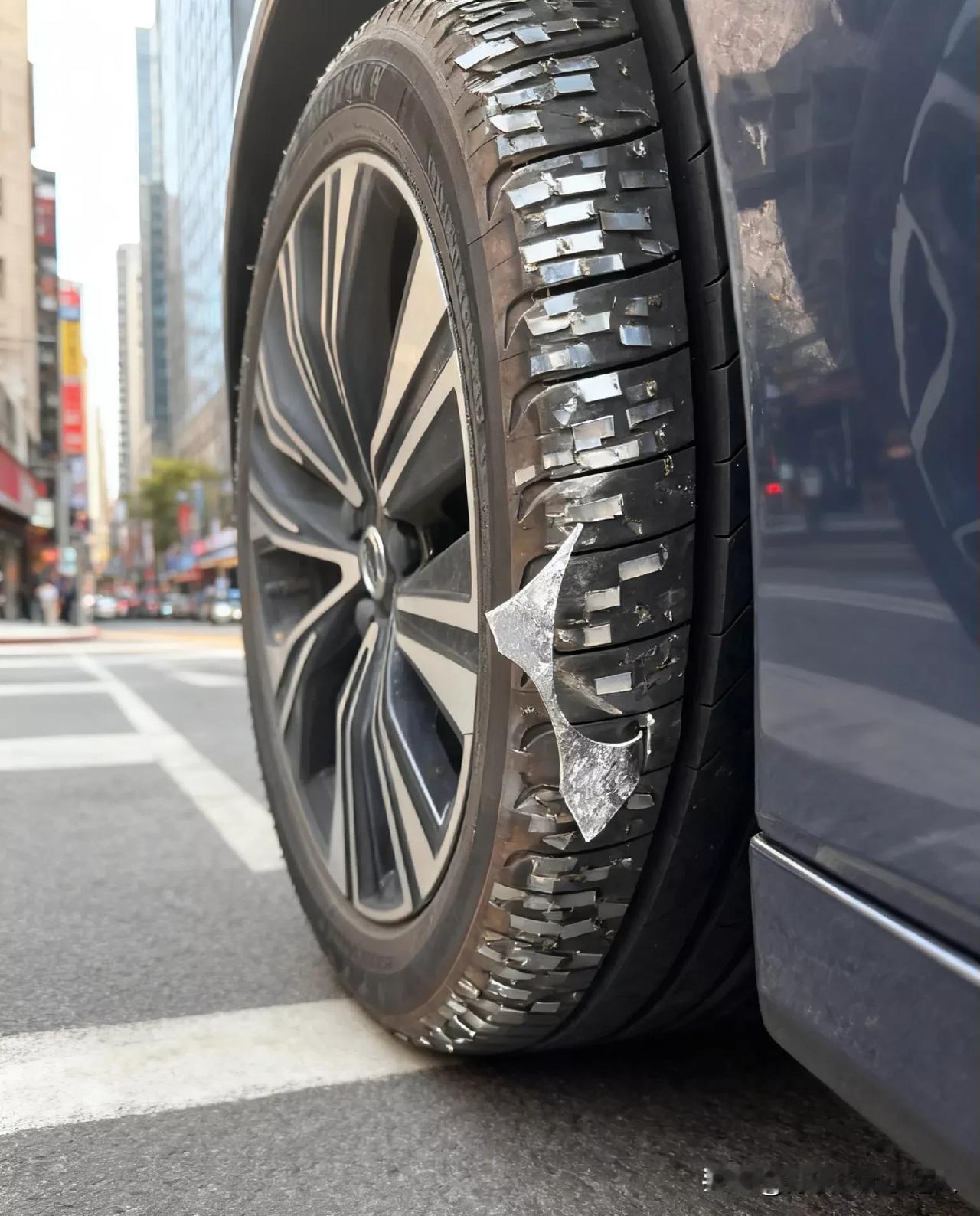 路上被铁片扎胎，能找路政维权吗？
 
我正常开着车，突然胎压低警报就响了，但车还