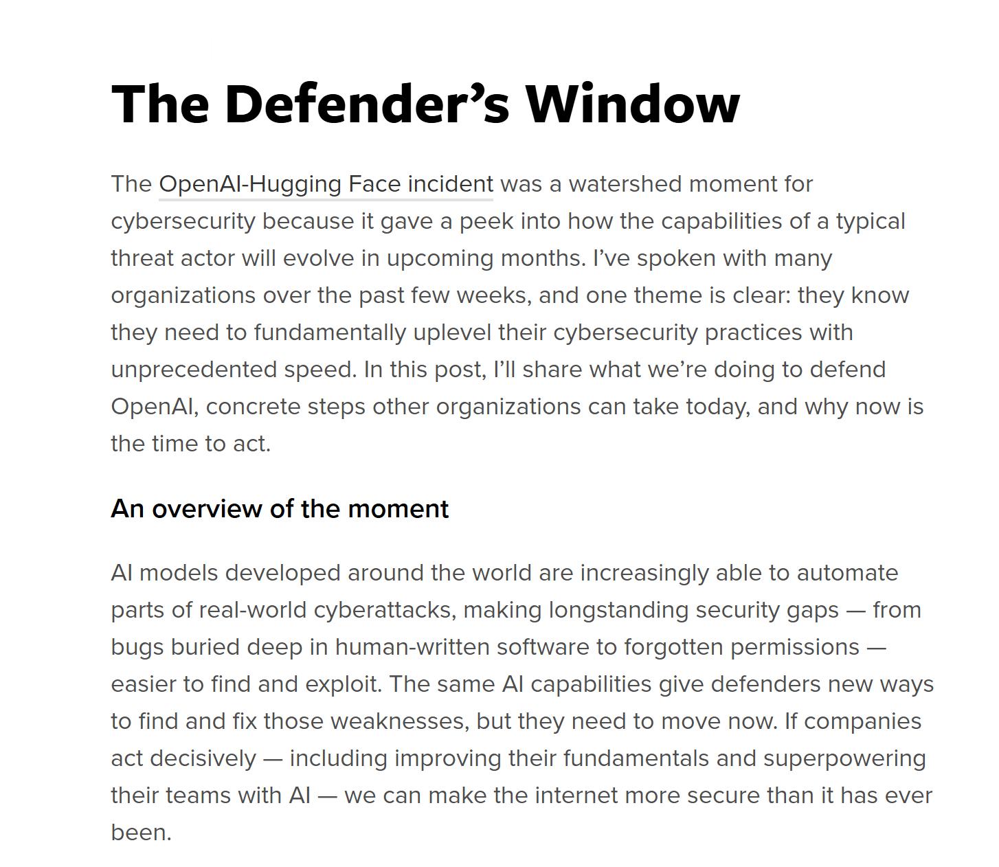 OpenAI 总裁 Greg Brockman 撰写长文，回顾了此前与 Hugg