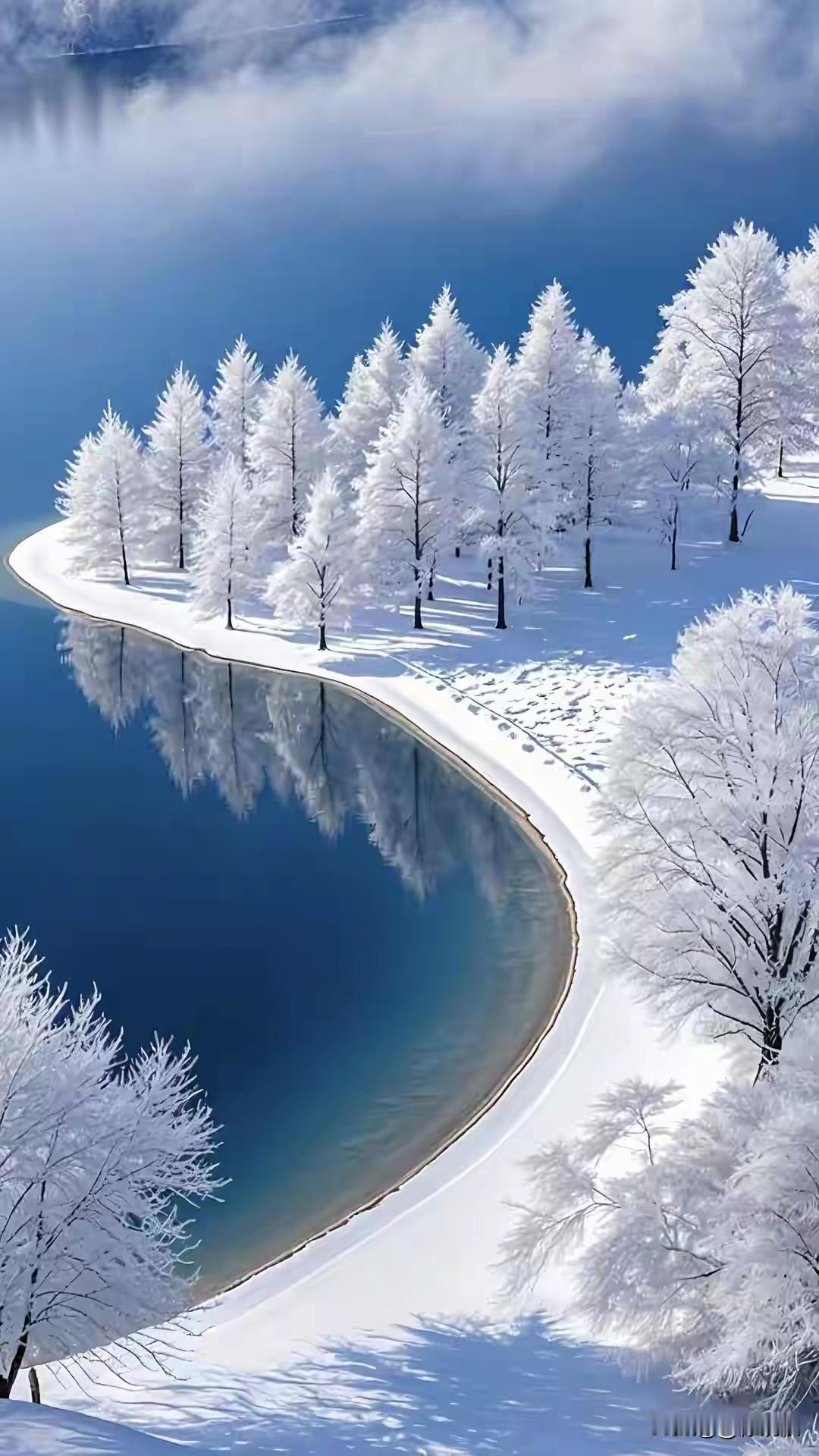 积雪覆盖，雾凇相拥
阳光斜照，定格冬日
玉树琼花。玉蝶仙藻
黑白世界，纯净诗篇