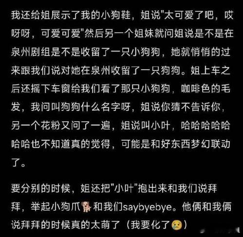 宋佳给小狗取名小叶  宋佳姐狗文学有，给收养的小狗取名“小叶”，铁梅与小叶永不分