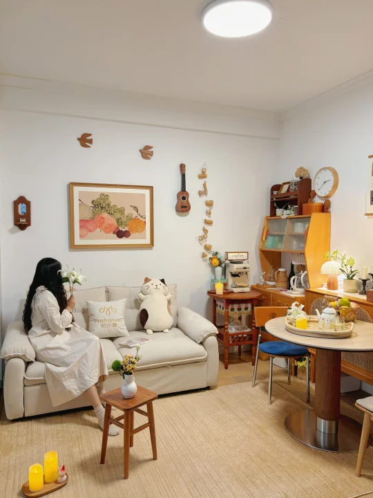 原木复古风的家🏠🍂拥有沙发床更温馨了🛋️