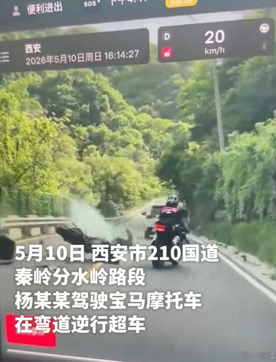 宝马摩托车秦岭逆行撞摩托车致1死 这起秦岭惨剧真是叠满了buff：肇事者驾照被扣