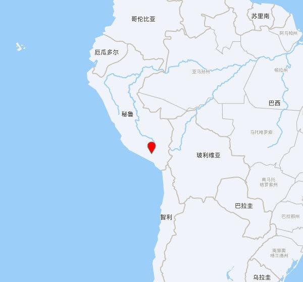 【欧洲地中海地震中心】发布，2025-10-02 03:54:05 在 秘鲁南部