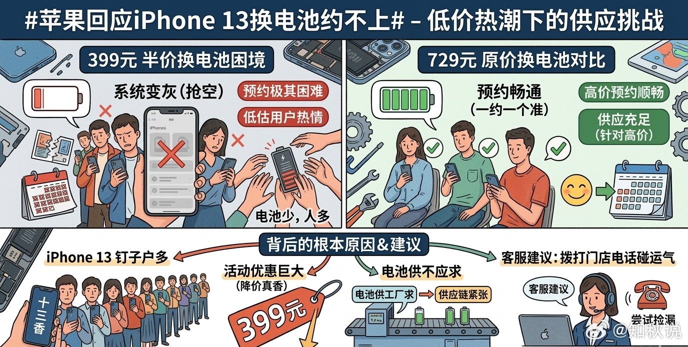 苹果回应iPhone13换电池约不上好家伙，参与活动的授权店全是灰的。找客服问了