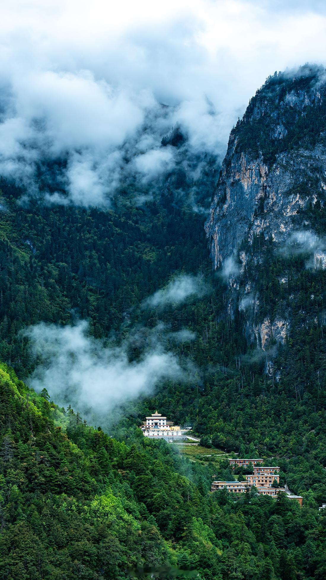 峡谷深山,云海扶摇,葱翠森林,一江碧水云端千年巴拉古村,只此雨后,青绿浓浓！​​
