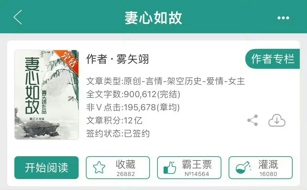 小说推荐：《妻心如故》 作者:雾矢翊简评：呆萌聪慧女主vs高冷脸盲男主，养成向，