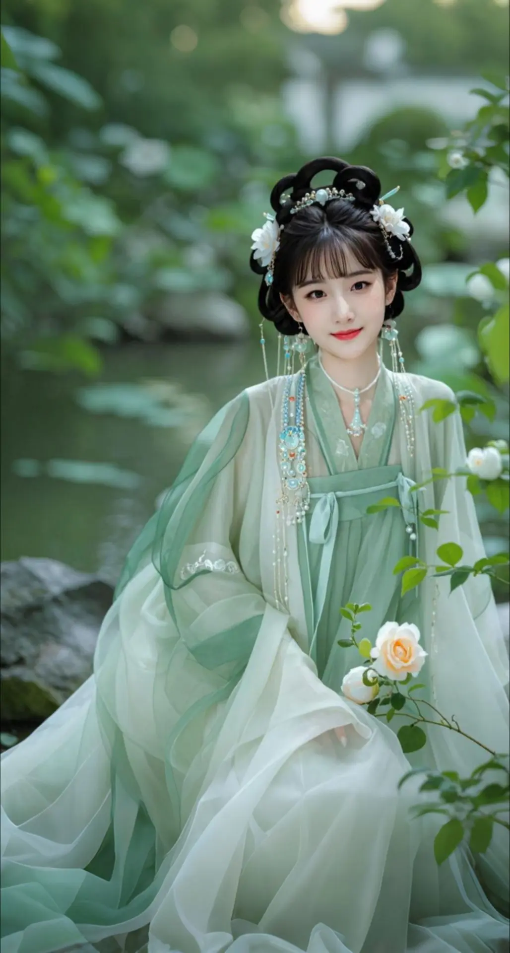 AI扩图 AI翠裳玉颜写真