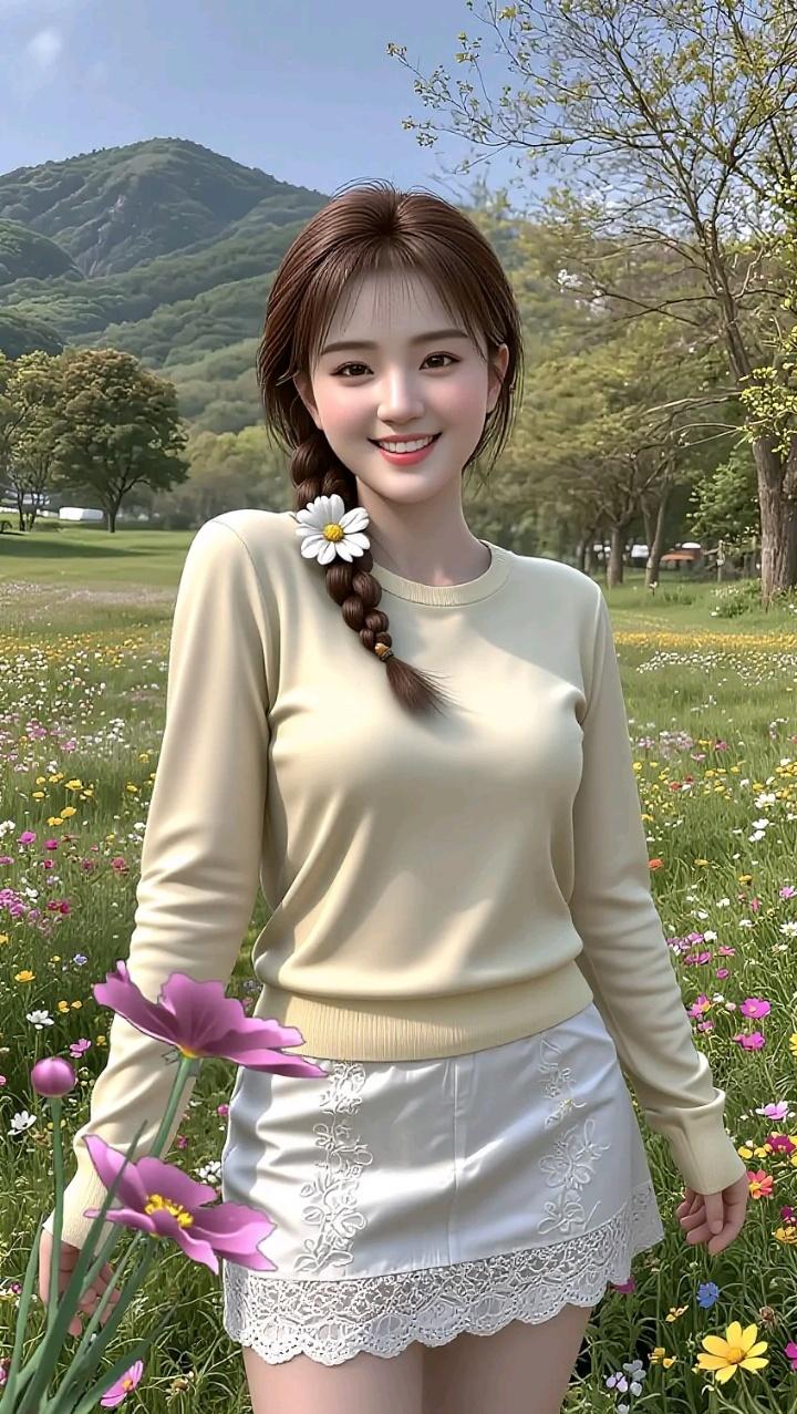阳光明媚，花海中笑颜如花。女人漂亮重要还是善良重要