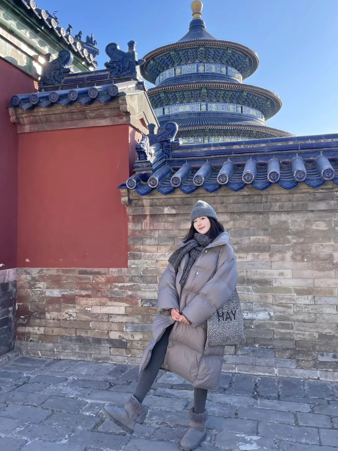 在天坛裹紧大被子羽绒服⛄️